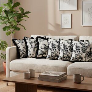 SOGA 6PC 45cm Vintage Black Floral Decorative Pillow Covers – for Sofa & Bed set